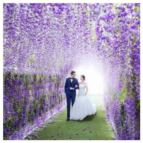 Simulation purple vine saffron fake flowerviolet ceiling flower cane indoor wedding decoration rattan plastic flower vine plant