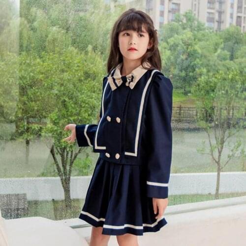 2 Piece Shirts And Skirts Outfits Suits For Girls Kids Teens School Uniform Clothes 2PCS Clothing Sets For Children 5-14Y