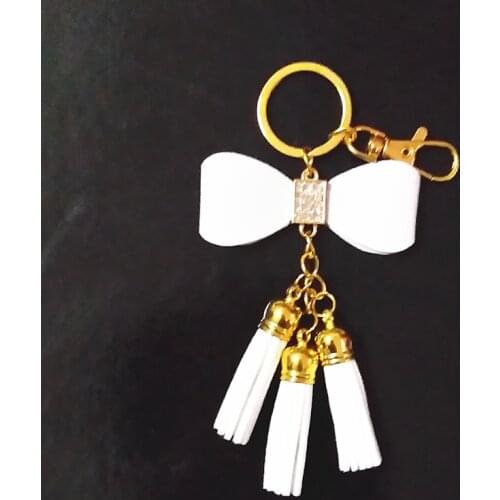 Fashion 3 Suede Tassel Key Chain Mini Bowknot Leather Key Ring Cute Golden Pendant Bag Charming Car Key Holder Personality Gifts