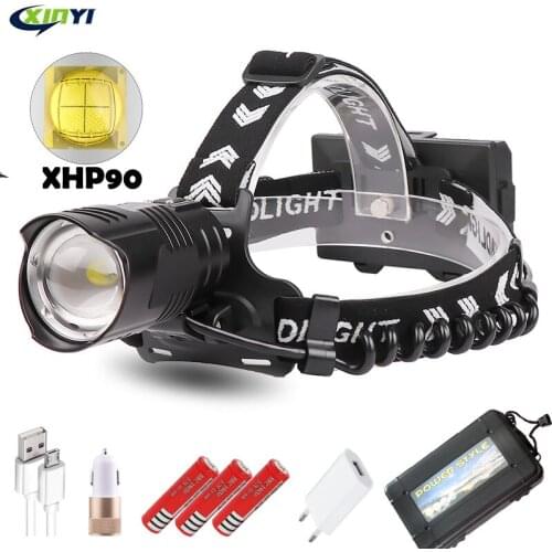300000LM Powerful XHP90/70/50 Led headlamp USB Rechargeable Headlight 3Mode Zoom head lamp flashlight torch Lantern for Camping