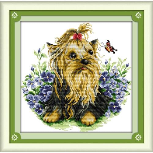 Puppy cross stitch kit DIY hand embroidery set craft handmade needlework cross-stitching DMC color Dreamfounder