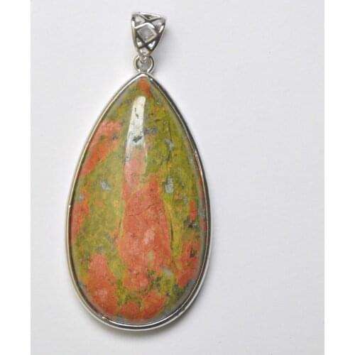 Natural Unakite Epidote Stone Water-drop GEM Pendant Fashion Jewelry S3077