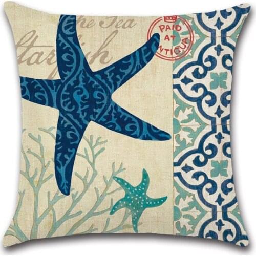 Ocean Style Shell Pillow Cover Octopus Conch Cushion Cover Sofa Car Back Cushion Cover Decoration
