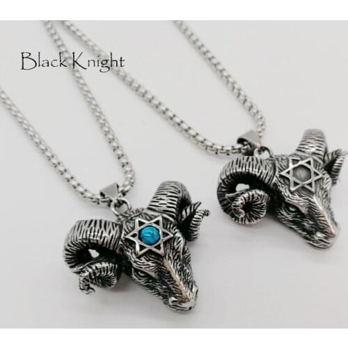 2019 New Arrival Vintage 316 stainless steel David star goat pendant &necklace top quality animal goat necklace jewelry CAGF0483