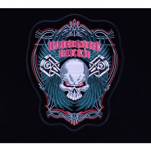 PGY Personality Skeleton Punk Rock Bike Patch Large Embroidery Biker Patch Motorcycle Iron On Patches For Clothes Jeans Patch