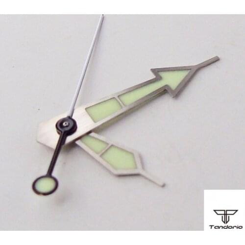 Silver/Green Watch Hands Ste Spare Parts Fit For NH35 NH36 4R35 7029 Movement Japan C3 Super Lume Green Luminous Silver Rim