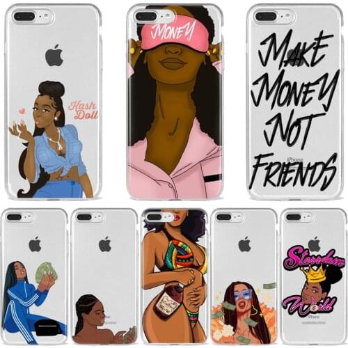 MAKE MONEY Not Friends Kash Afro Black Girl Fundas case for iPhone X XR Max 11 12 Pro mini 8 7 6s Plus Silicone Case Coque