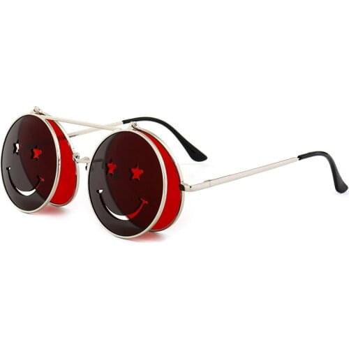 TEENYOUN Luxury Round Flip Sunglasses Women Brand Designer Flip Sun Glasses Smiley For Woman Mirrored Ladies Style Eyewear UV400