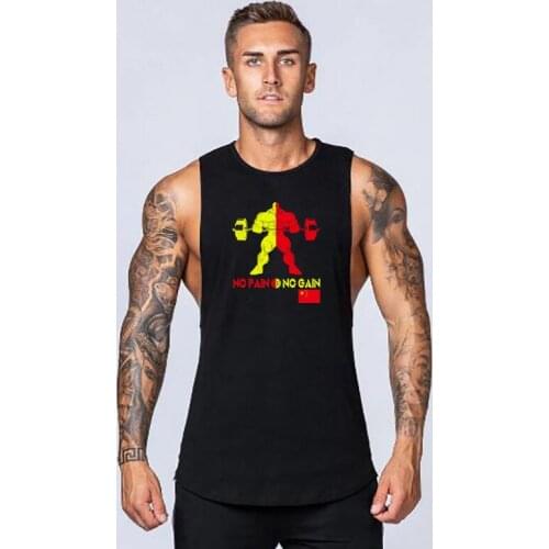 Workout Print Sportswear Stringer Vest Clothing Bodybuilding Singlets Fashion Fitness Gym Mens Tank Top Muscle Sleeveless Shirt