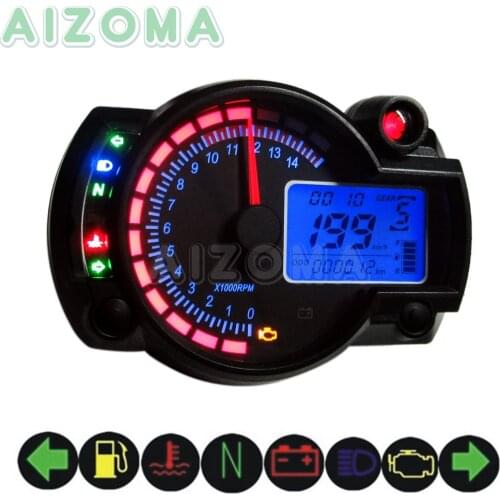 9-16V Voltage Motorcycle Adjustable LED Digital Backlight Tachometers Dual Color Display Speedometer Speed Sensor Odometer