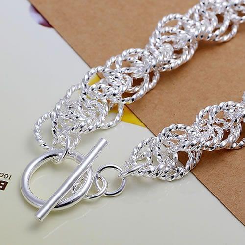 KN-H240 925 Free Shipping Silver Bracelet For Ladies Mans 925 Free Shipping Silver Fashion Jewelry Gloss Twisted Thick Bracelet