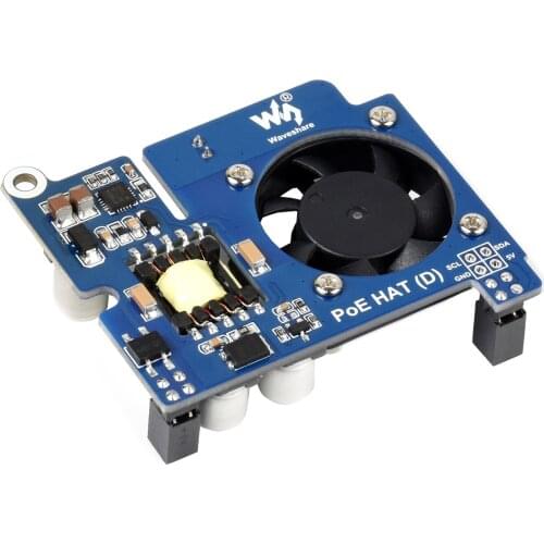 Waveshare Power Over Ethernet HAT (Type D) For Raspberry Pi 3B+/4B, 802.3af-Compliant, Tailored For Raspberry Pi Official Case