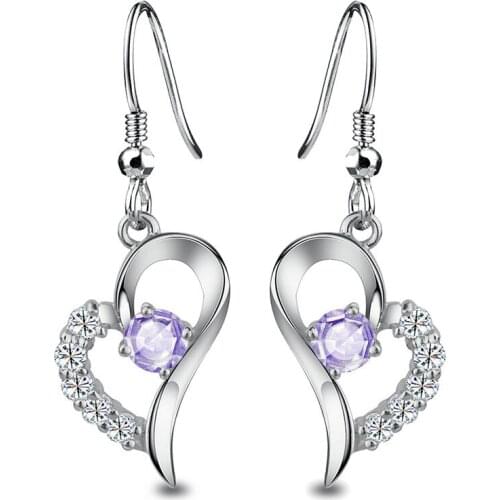 MIQIAO 925 Sterling Silver Love Heart Crystal Diamond Earrings for Women Wedding Engagement Gift Fashion Jewelry Bt2 Aesthetic