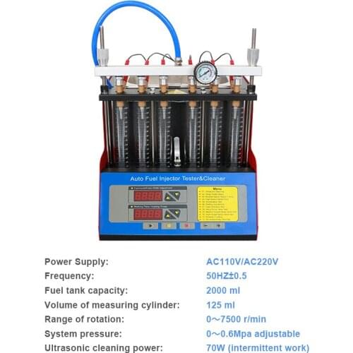 ZL-600 Automobile Ultrasonic Fuel Nozzle Gasoline Tester Cleaning Detector 6 Cylinders