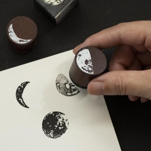 1pcs Creative Moon Series Seal Creative Simple Vintage Wooden Rubber Stamps DIY Rubber Stamp for Card Making Scrapbooking