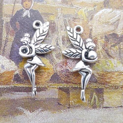 10Pcs/Lot Tiny Fairy Angel Wings Charms Antique Silver Color Fairy Tale Pendants For DIY Jewelry Making Aesthetics Accessories
