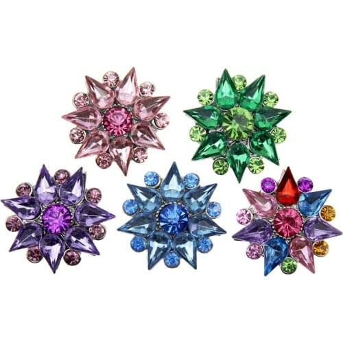 10pcs/lot new design Colorful stones Snap Buttons 18mm Snap button Crystal Jewelry for Snap Bracelet/Bangles Necklace