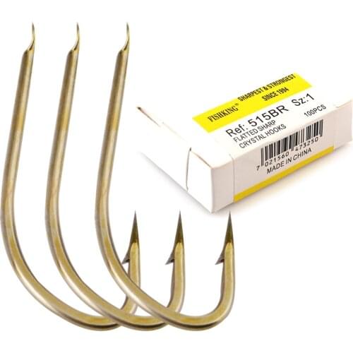 100PCS/Lot 515BR High Carbon Steel Flatted Sharp Bronze Crystal Hooks Fishing Hooks Carp Fishing Accessories With Barbed Pesca
