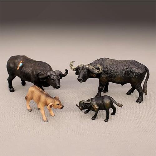 13CM African Grassland Wild Big Buffalo Simulation Animal Farming Buffalo Model for Collection Gift Ornaments Toy Scenes Display