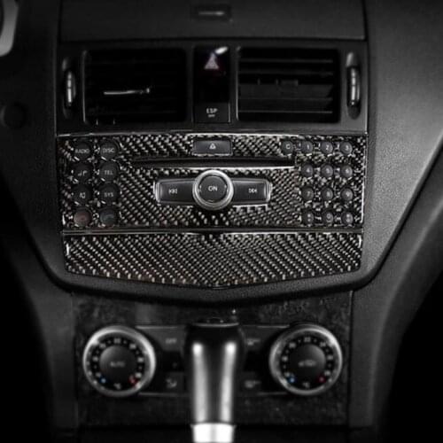 2PCS Car Navigation Panel Cover Trim Soft Real Carbon Fiber Fit for Mercedes W204 2005 2006 2007-2012 Car style accessories