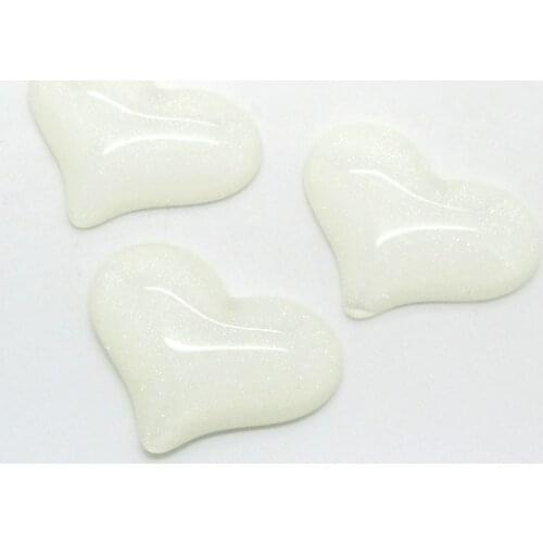 20Pcs White Resin Bling Heart Decoration Crafts Flatback Cabochon Scrapbooking Fit Hair Clips Embellishments Beads Diy