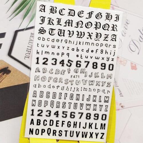 3D Nail Sticker Decals Black Digital Letter Design Nail Art Decorations Stickers Sliders Manicure Accessories Nails Decoraciones