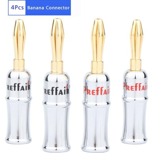 4Pcs Preffair BA1462 24K Gold Plated Banana Plug Connector