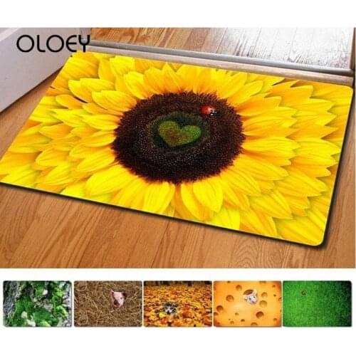40 * 60cm Sunflower Goose Down Door Mat Non-slip Soft Carpet Kitchen Living Room Floor Mat Home Bedroom Decorative Floor Mat