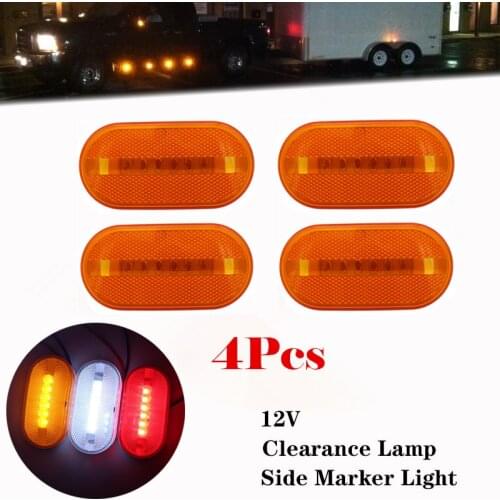 4x 6 LED 12V Side Marker Lights Clearance Rear Light Indicator Turn Signal Lamp Truck RV Caravan Trailer Tractor Boat Waterproof
