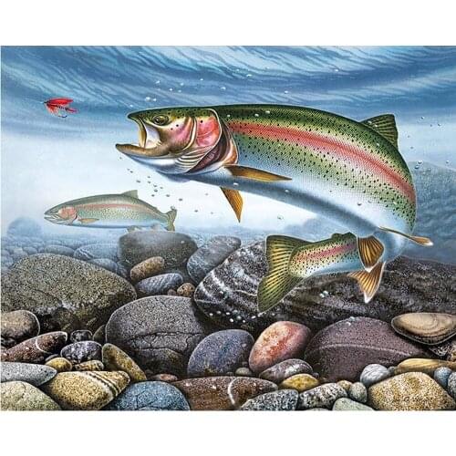 5D DIY Full Square Round Resin Diamond Painting "Fish" Cross Stitch Embroidery Mosaic New Arrival Home Decoration