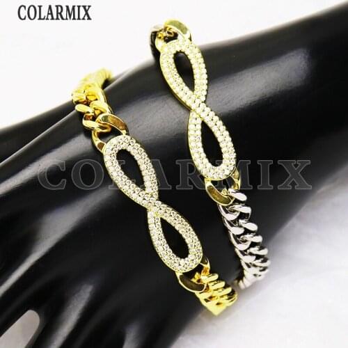 8pcs Zircon 8 Shape Charms bracelets Zircon charms Handmade zircon accessories connectors bracelets for women 8395
