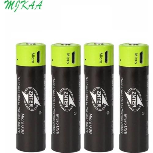 ZNTER 4Pcs 18650 rechargeable battery 3.7V 1500mAh USB lithium polymer rechargeable battery