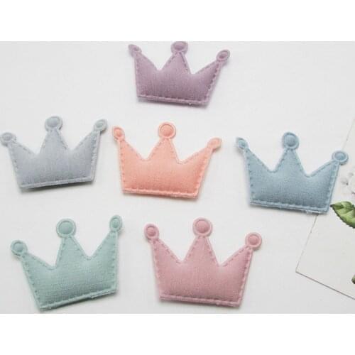 30pcs/lot 5.2*3.7cm Crown Padded Appliques for Children Headwear Hair clip Accessories and Garment Accessories