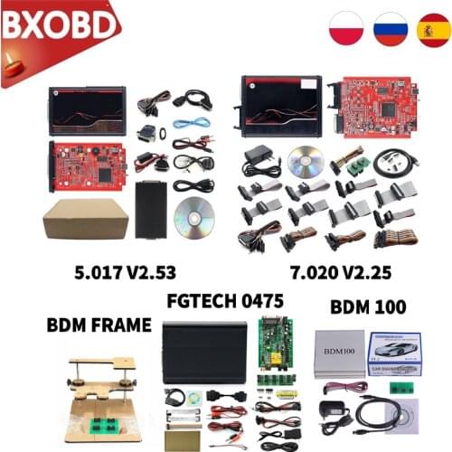 BDM FRAME BDM100 Full ECU Programmer Online Red V2.53 V5.017 ECU Chip Tuning Tool Fgtech V54 Galletto 4 Full 22pcs BDM Adapters
