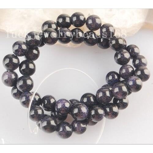 Free shipping Women Fashion Jewelry 8mm Fashion Blue Goldstone Round Loose Beads 15.5" FG6255