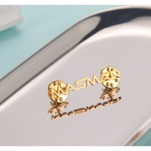 Cazador Custom Name Letters Brooch Pins for Women Men Stainless Steel Personalized Name Brooches Jewelry Friends Gift Wholesale