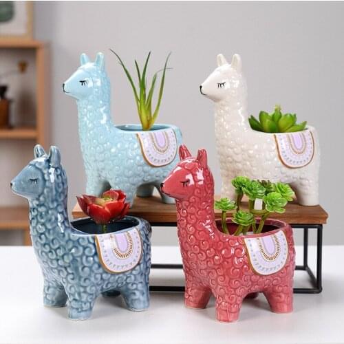 Charon Cute sheep macetas de ceramica succulent pot flower balcony decorations ceramic pots for plants maceta garden accessories