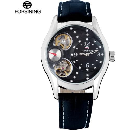 FORSINING Classic Fashion Mens Watches Skeleton Genuine Leather Top Brand Luxury Auto Mechanical Men Watch Relogio Masculino