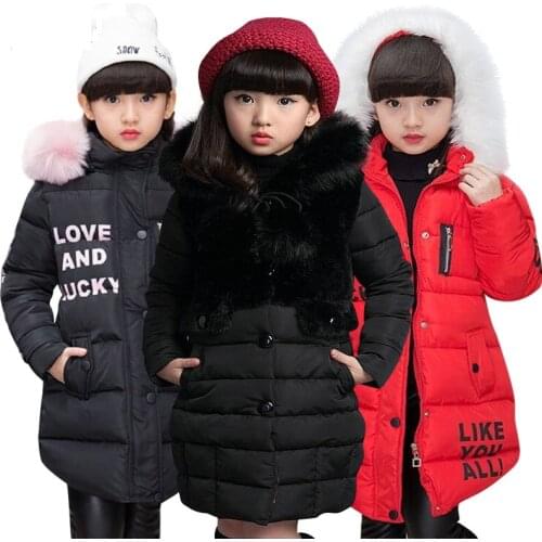 Childrens clothing Girls Winter Coat Fur Fashion Kids hooded jacket warm down jacket Coat girl Outerwear Kids coat for girls
