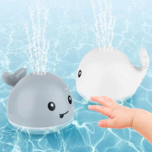 Infant Kids Electric Induction Water Spray Toys Whale for Bathroom Sprinkler Toy with Light Music Baby Play Bath Water Toys