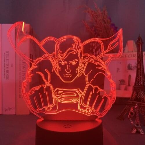 Disney Superman Flying Colorful 3D Night Light Hulk Avengers Bedroom Acrylic Gift Light Captain America led night light USB stra