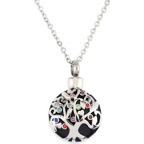 Tree Hollow Pedant For Women Necklace Stainless Steel Cremation Ashes Urn Holder Female Jewelry