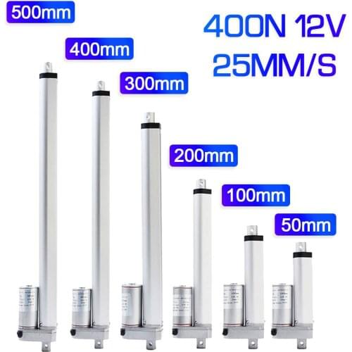 DC 12V Electric Linear Actuator 25mm/s Waterproof IP54 Linear Motor Controller Stroke 50mm 100mm 200mm 300mm 400mm 500mm