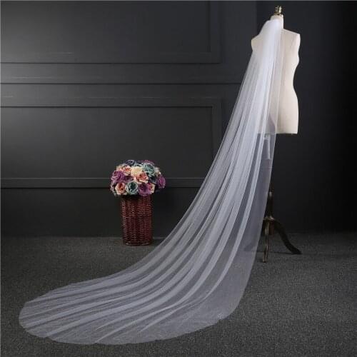 Real Photos 3M or 2M White/Ivory Wedding Veil One-layer long Bridal Veil Head Veil Wedding Accessories Hot Sell