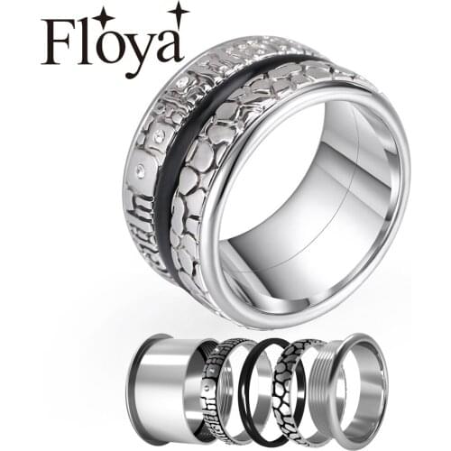 Floya Accessories Rings Band Women Fashion Dainty 361 Stainless Steel Ring Vintage Combination Layers Ring