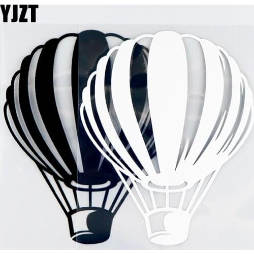 YJZT 12.5X15.2CM Interesting Hot Air Balloon Car Sticker Window Decoration Vinyl Decal Black / Silver 10A-0382