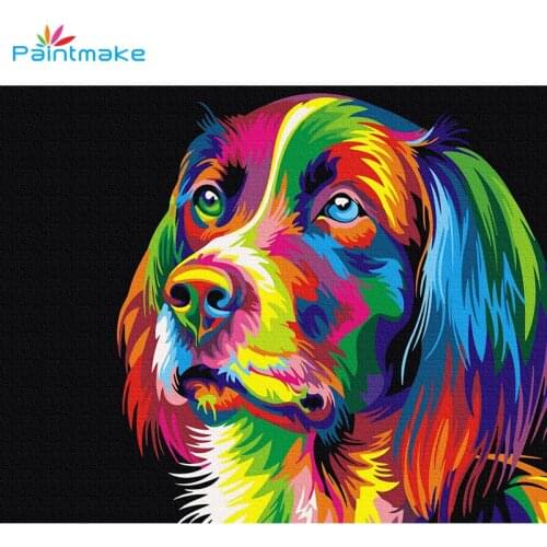 Paintmake Color Animal DIY Paint By Numbers Dog Oil Painting on canvas Home decoration Paintings Wall Art Picture Kids