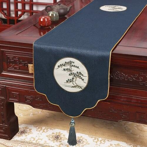 Chinese Style Table Runners Embroidery Tassel Mat Tablecloth Bed Flag TV Coffee Table Decor Custom Dinner Table Decoration