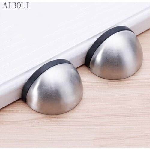 Stainless Steel Rubber Magnetic Door Stopper Non Punching Sticker Hidden Door Holders Floor Mounted Nail-free Door Stops