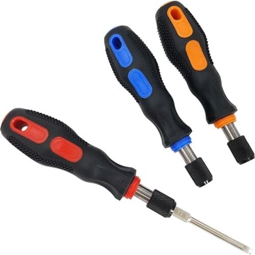 Magnetic 1/4 Bit Holder, 140mm, Screwdriver Bit Holder with PP+TPR Handle, Manual Screwdriver Bit Holder, Red, Blue, Orange